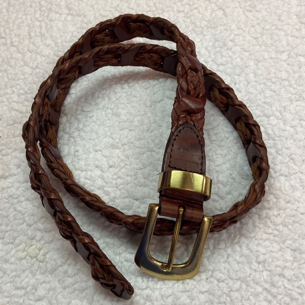 Aimee Lynn Braided Brown Leather Belt L